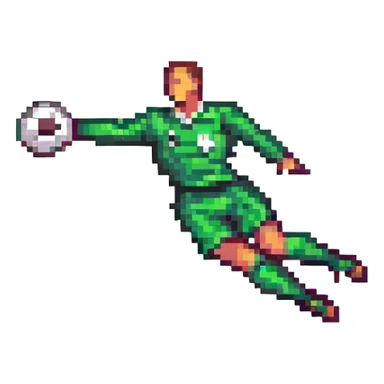 pixel art football player goalkeeper diving with simple background sticker