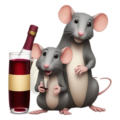 3 funny rats sitting with a glass of wine sticker