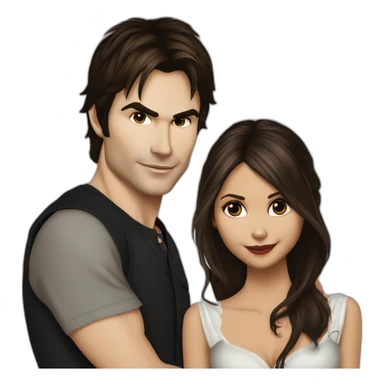 Ian Somerhalder avec Nina Dobrev dans the vampire dyare sticker
