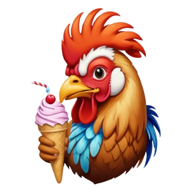 Rooster eating ice cream sticker