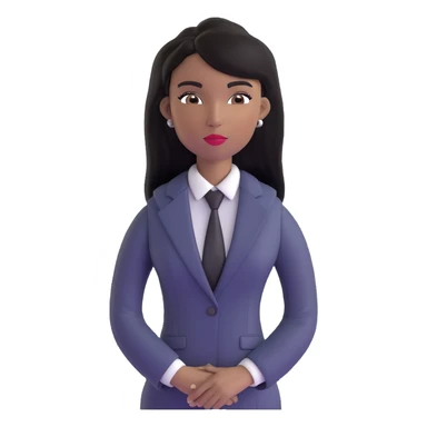 Accomplished African female executive with long straight black hair, sharp business attire, commanding presence sticker