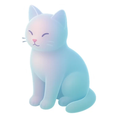 illustration of a sitting cat with soft pastel colors and translucent effect, matte glass style sticker
