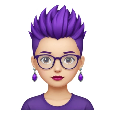 dark purple hair girl mohawk with earrings and glassess sticker