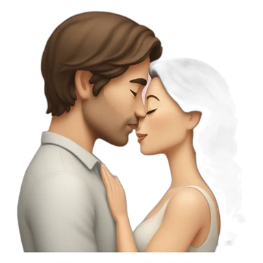 White Man with short dark hair kissing white woman with long brown hair sticker