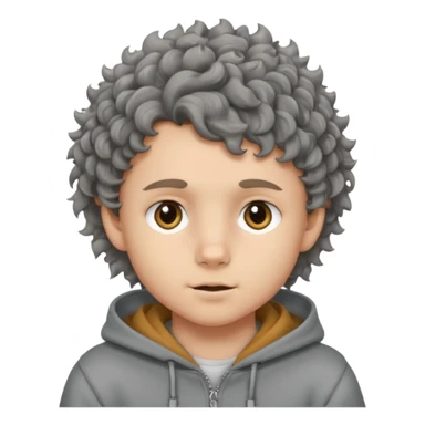 baby face 18 year old boy with grey hoodie and curly-wavy wolf cut hair sticker