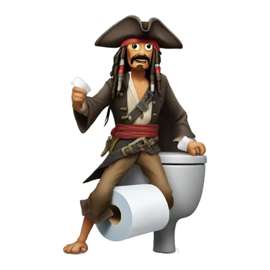 Jack sparrow runs out of toilet paper on the toilet  sticker