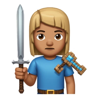 A Sull Emoji With Holdg a Maincrft Sovd sticker