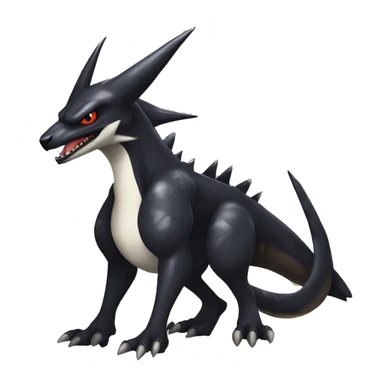 Black Cool Edgy Nargacuga-Garchomp-Houndoom-Sergal Fakémon with Edgy markings,  full body sticker