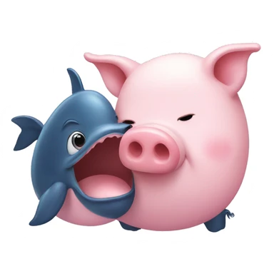 Pig kissing  a whale  sticker
