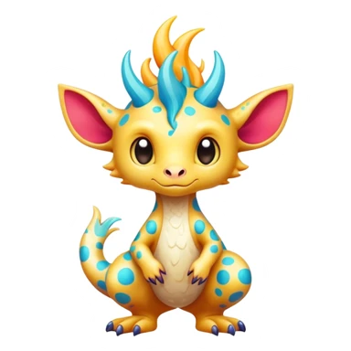 a colorful edgy cute vernid-fionbri-creature with splash patterns full body sticker