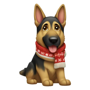 german shepherd with a christmas scarf  sticker