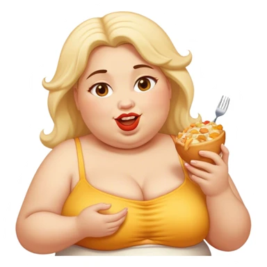 Fat lady eating  sticker