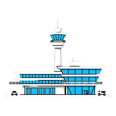 modern airport terminal with control tower sticker