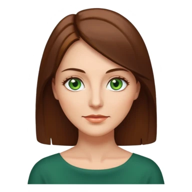 pretty middle age woman with green eyes and shoulder length straight brown hair  sticker