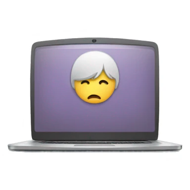 laptop with sad person sticker