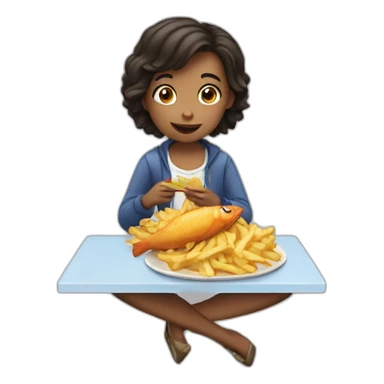 girl eating fish and chips sticker