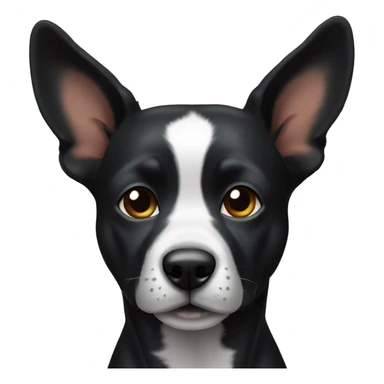 Perro negro del todo con una oreja parada  sticker