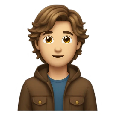 Stolz Male Long Brown Hair w emoji sticker