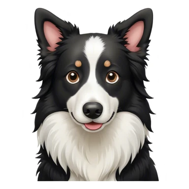 black and white border collie with long nose and fluffy chest sticker