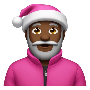 Black Santa with pink hat and puffer coat sticker
