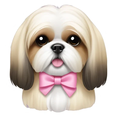 shih tzu cream colored with pink bow on ear sticker