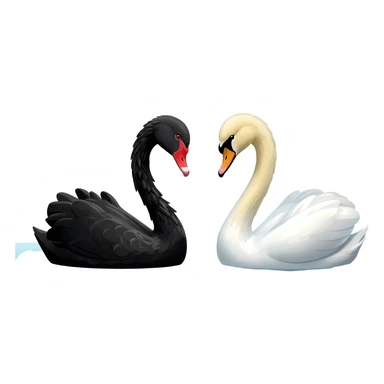 Black swan and white swan Two swan looking face each other floating sticker