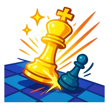 a glowing chess piece making a brilliant chess move with sparkles and dynamic motion lines, vibrant toon style sticker