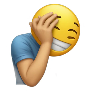 Emoji giggling while covering eyes sticker