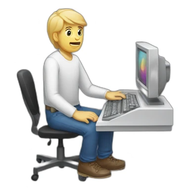 dumb guy playing computer sticker