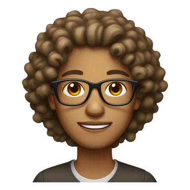 Light brown psychologist with curly hair and with dark and light brown glasses  sticker