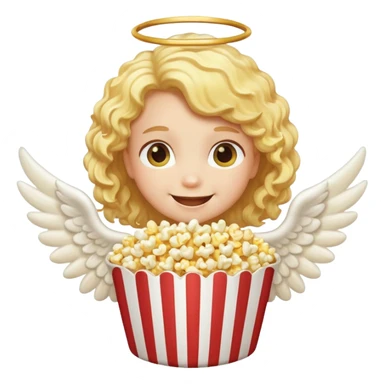 popcorn , with smily face angel sticker