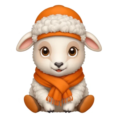 baby sheep with orange scarf and brown hat sticker