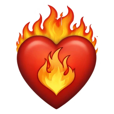 Black and red heart on fire sticker