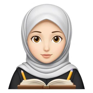 a white skin hijab woman was studying sticker
