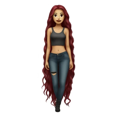 Beautiful tattooed burgundy long haired woman standing next to a car sticker