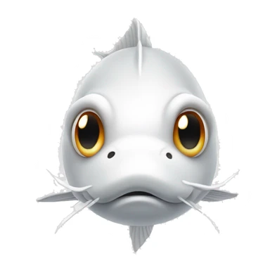 A white mustache on The face forward of an All white koi fish with long flowing fins sticker