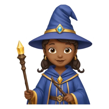 black baby girl wizard with staff sticker