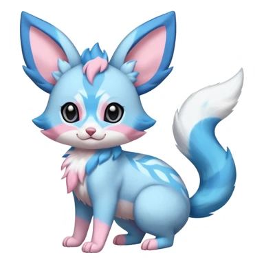 Rare realistic cute adorable epic aesthetic colorful Amaura-Sylveon-Glaceon-Civet-Genet-species-Fakemon-hybrid-creature, with markings, full body sticker