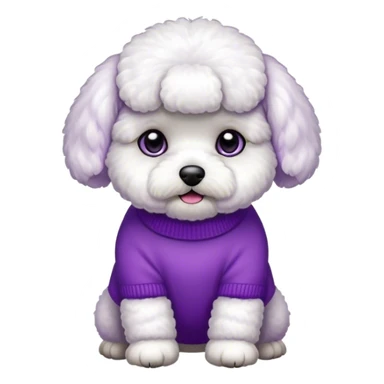 Bichon wearing purple sweater sticker