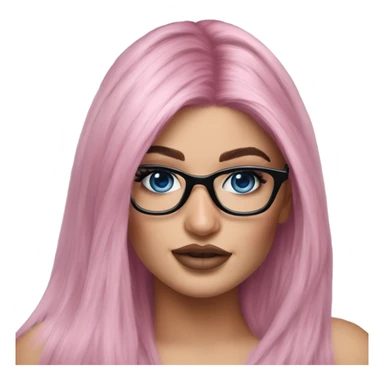Photo Realistic kylie jenner stylish pink hair BLUE eyes and glasses posing  sticker