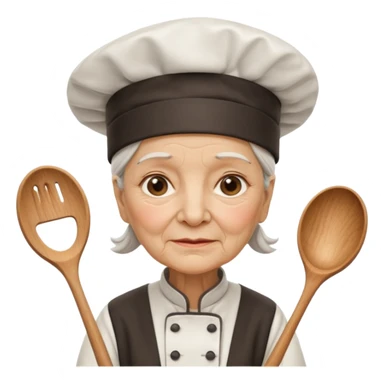 woman old chef with spoon sticker