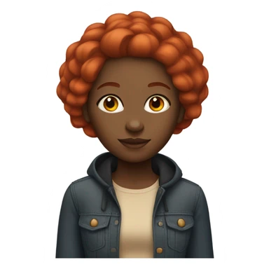 black girl with straight shoulder length red hair  sticker