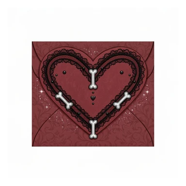 goth heart envelope, cute, expressive, minimal sticker
