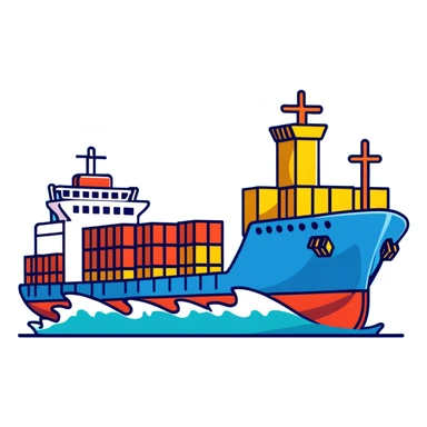 Cargo container ship in ocean sticker