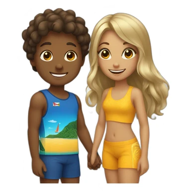 a girl and a boy in rio de janeiro sticker
