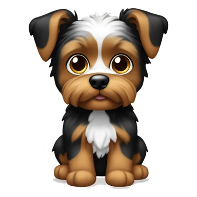 cachorro yorkshire com orelhas para cima caramelo branco e preto sticker