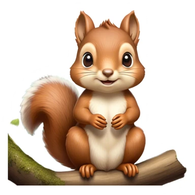 Cinematic Adorably Cute Squirrel Portrait Emoji, Perched with an alert, twinkling gaze and a playful tilt of its head, showcasing a small, nimble body with a bushy tail and delicate whiskers, Simplified yet irresistibly adorable features, highly detailed, glowing with a warm, sunlit glow, high shine, energetic and sprightly, stylized with an air of woodland whimsy, soft glowing outline, capturing the essence of a joyful squirrel that appears ready to scamper out of the screen with boundless charm! sticker