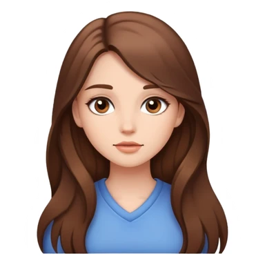 brown long hair girl with soft makeup sticker