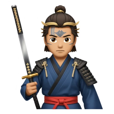 man samurai holds katana, still pose. sticker