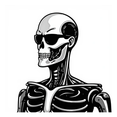 Realistic T-1000 terminator with liquid metal face transformation sticker